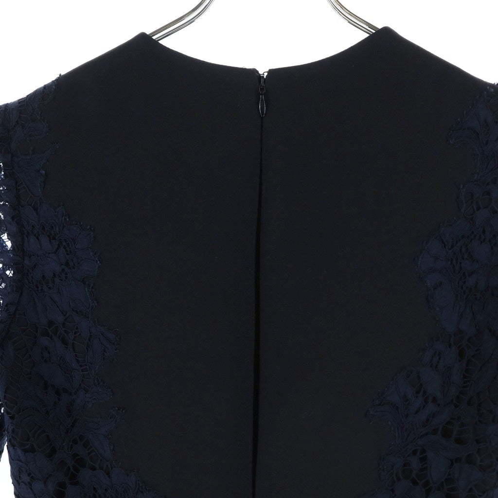 VALENTINO(ヴァレンティノ) クレープクチュール&ヘビーレースドレス ネイビー #36 レディース