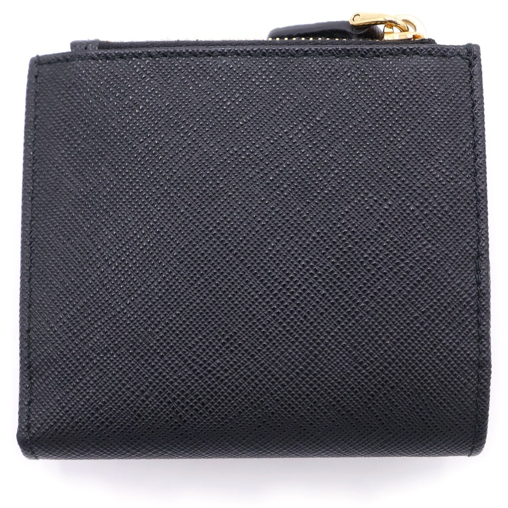 PRADA(プラダ) サフィアーノ レザー ミニウォレット 二つ折り財布 カードケース 1ML047 ブラック