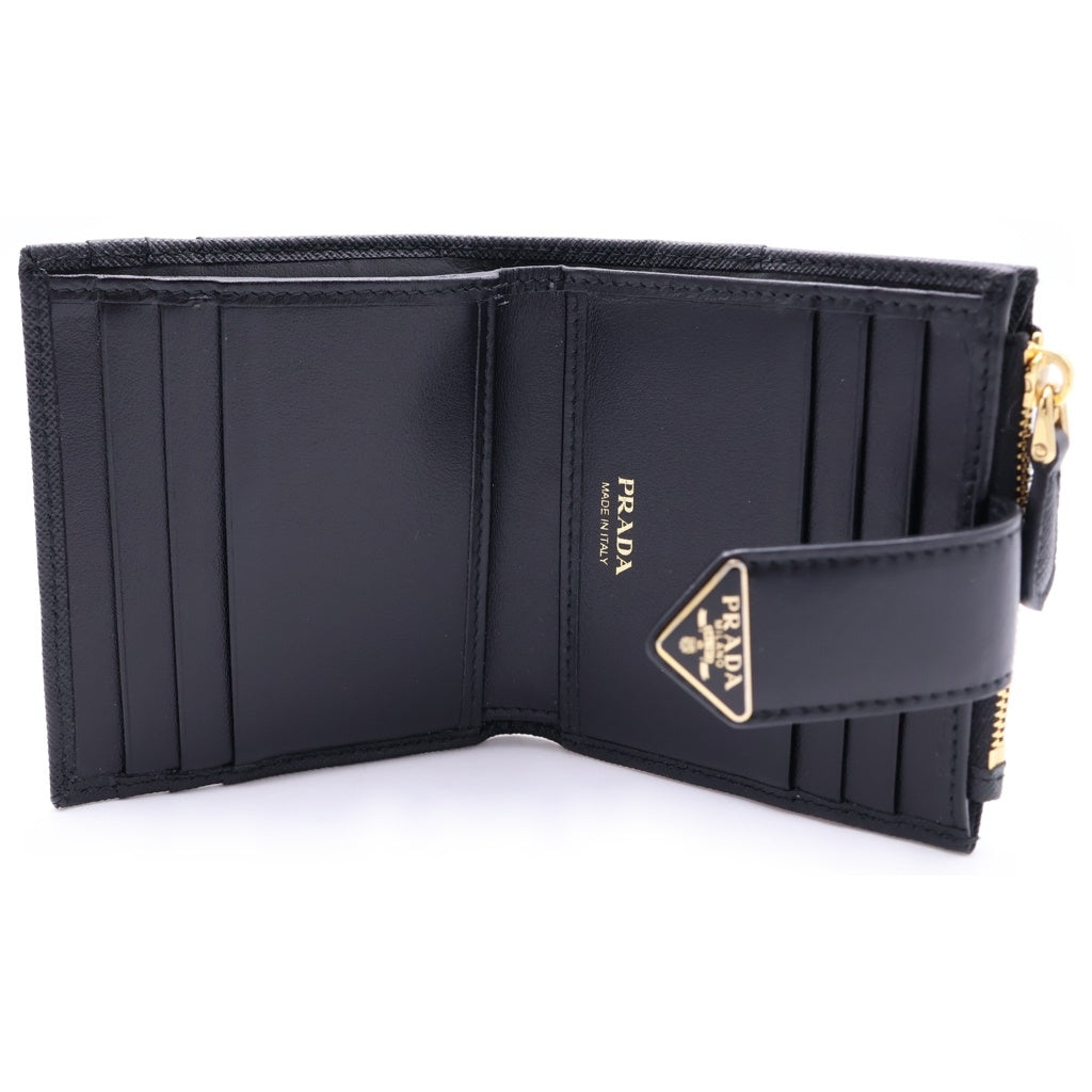 PRADA(プラダ) サフィアーノ レザー ミニウォレット 二つ折り財布 カードケース 1ML047 ブラック