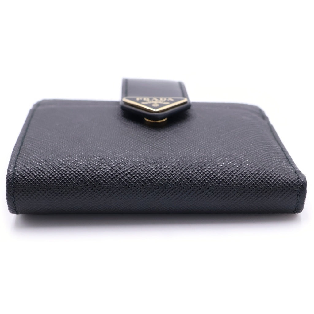 PRADA(プラダ) サフィアーノ レザー ミニウォレット 二つ折り財布 カードケース 1ML047 ブラック