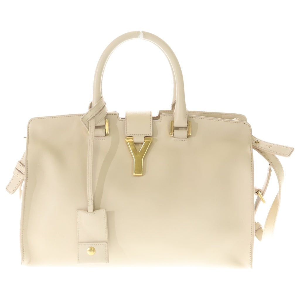 SAINT LAURENT PARIS(サンローランパリ) Yライン プチカバス 2WAYバッグ ハンドバッグ ショルダーバッグ ベージュ レザー ゴールド金具 レディース