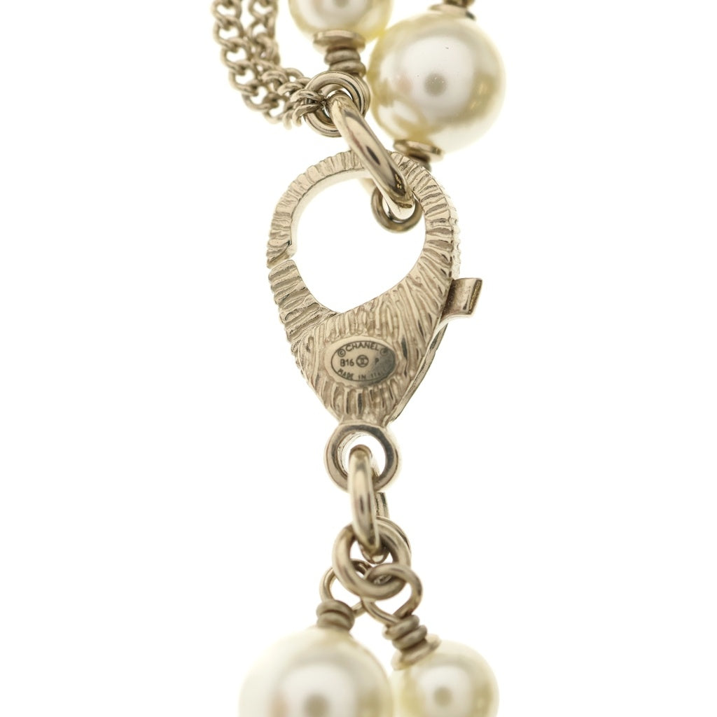 CHANEL(シャネル) ココマーク パール ネックレス ペンダント チェーン ホワイト×ゴールド レディース