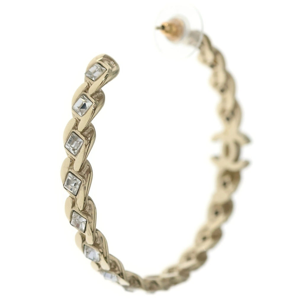 CHANEL(シャネル) ココマーク ラインストーン フープピアス ゴールド レディース
