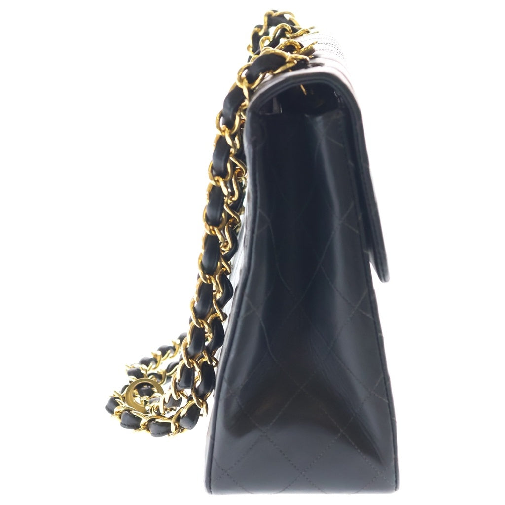 CHANEL(シャネル) デカマトラッセ チェーンショルダーバッグ ブラック ラムスキン ゴールド金具 レディース