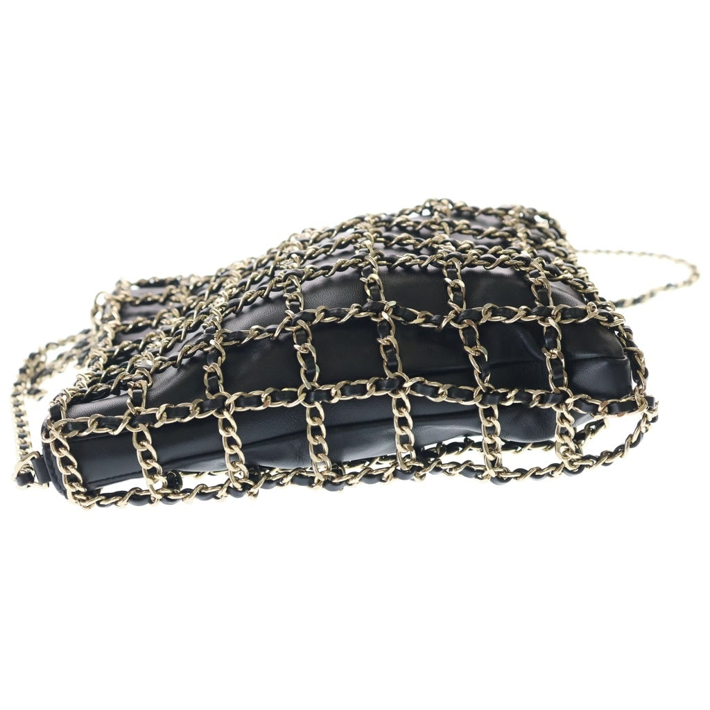 CHANEL(シャネル) ココマーク チェーン ラムスキン レザー ショルダー バッグ ゴールド金具 ブラック 30番台 レディース