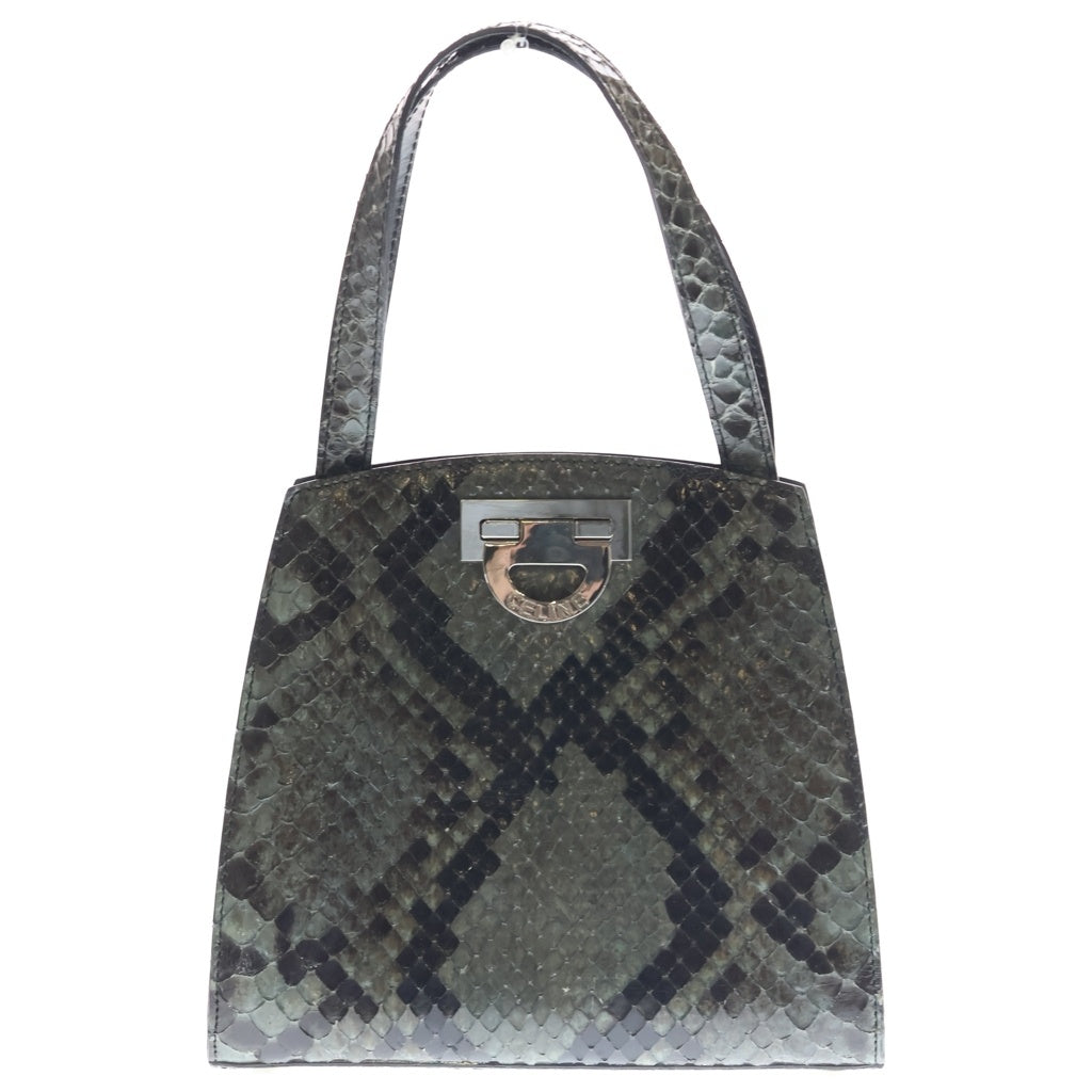 CELINE(セリーヌ) パイソン ハンドバッグ ミニバッグ グレー シルバー金具 レディース