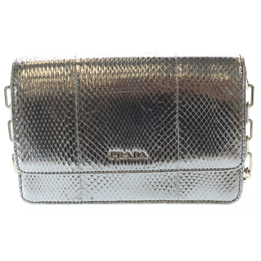 PRADA(プラダ) ショルダーバッグ ミニバッグ シルバー パイソン シルバー金具 レディース