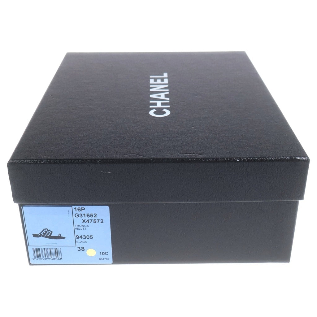 CHANEL(シャネル) パール フラットサンダル ブラック #38C レディース