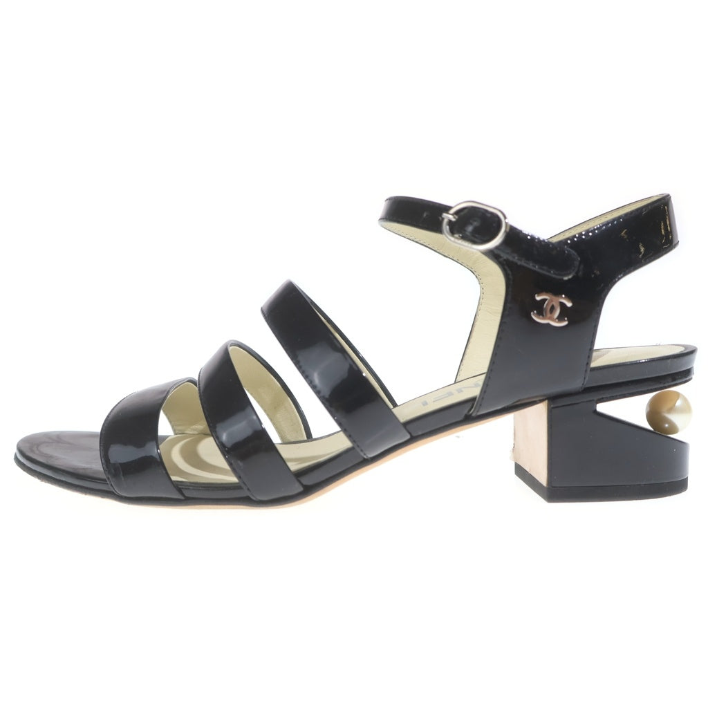 CHANEL(シャネル) パテント ヒールサンダル ブラック #38C レディース