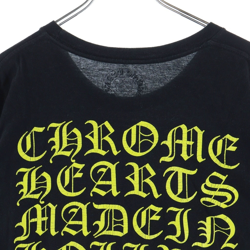 CHROME HEARTS(クロムハーツ) VERTICAL LOGO バーティカル ロゴ プリント 半袖カットソー Tシャツ ブラック コットン