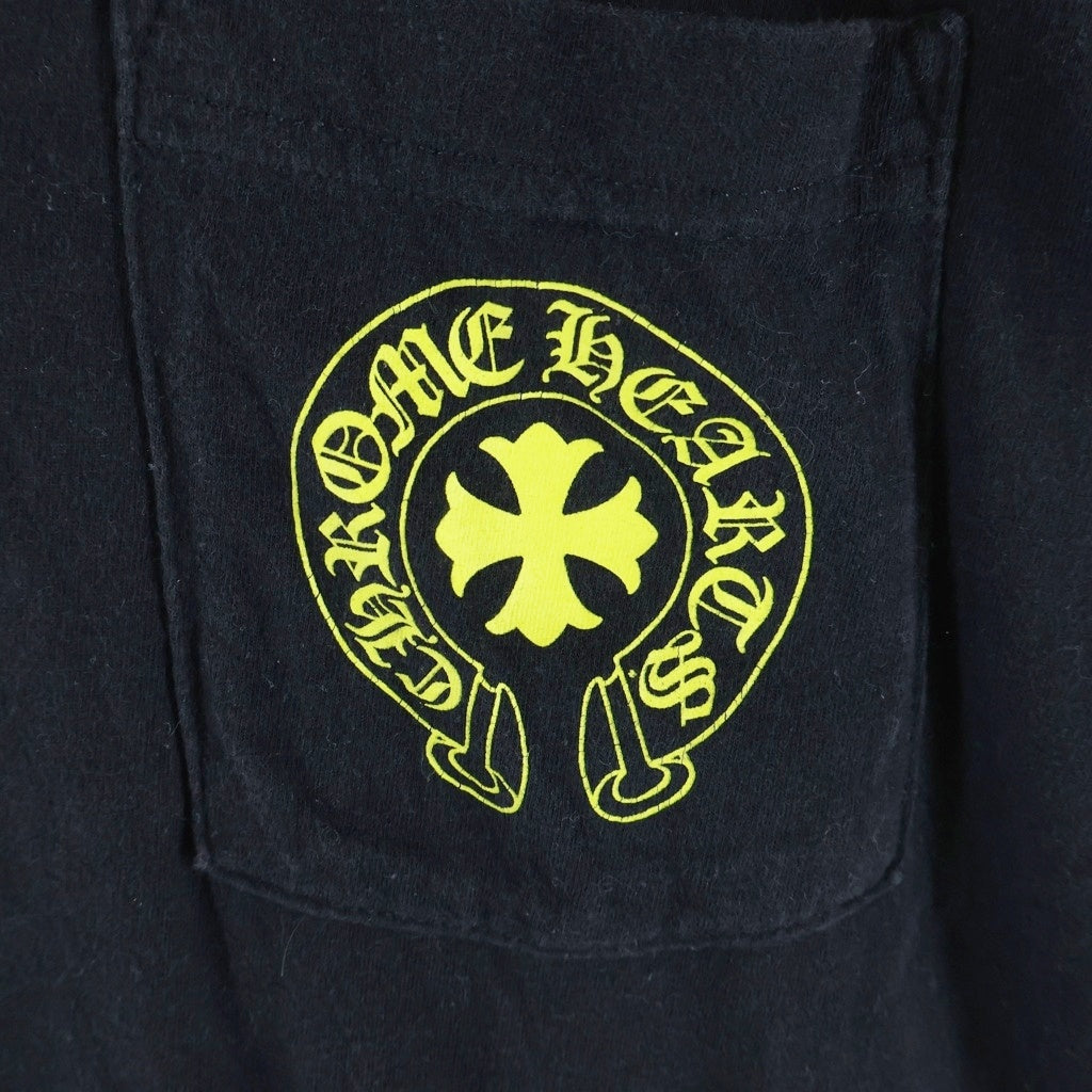 CHROME HEARTS(クロムハーツ) VERTICAL LOGO バーティカル ロゴ プリント 半袖カットソー Tシャツ ブラック コットン