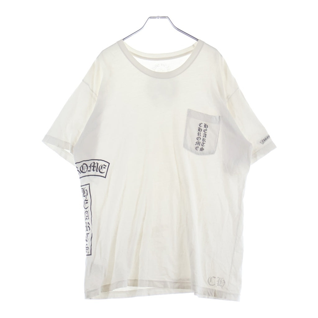 CHROME HEARTS(クロムハーツ) Side Logo サイドロゴ ホースシュー 半袖カットソー ポケット Tシャツ ホワイト コットン