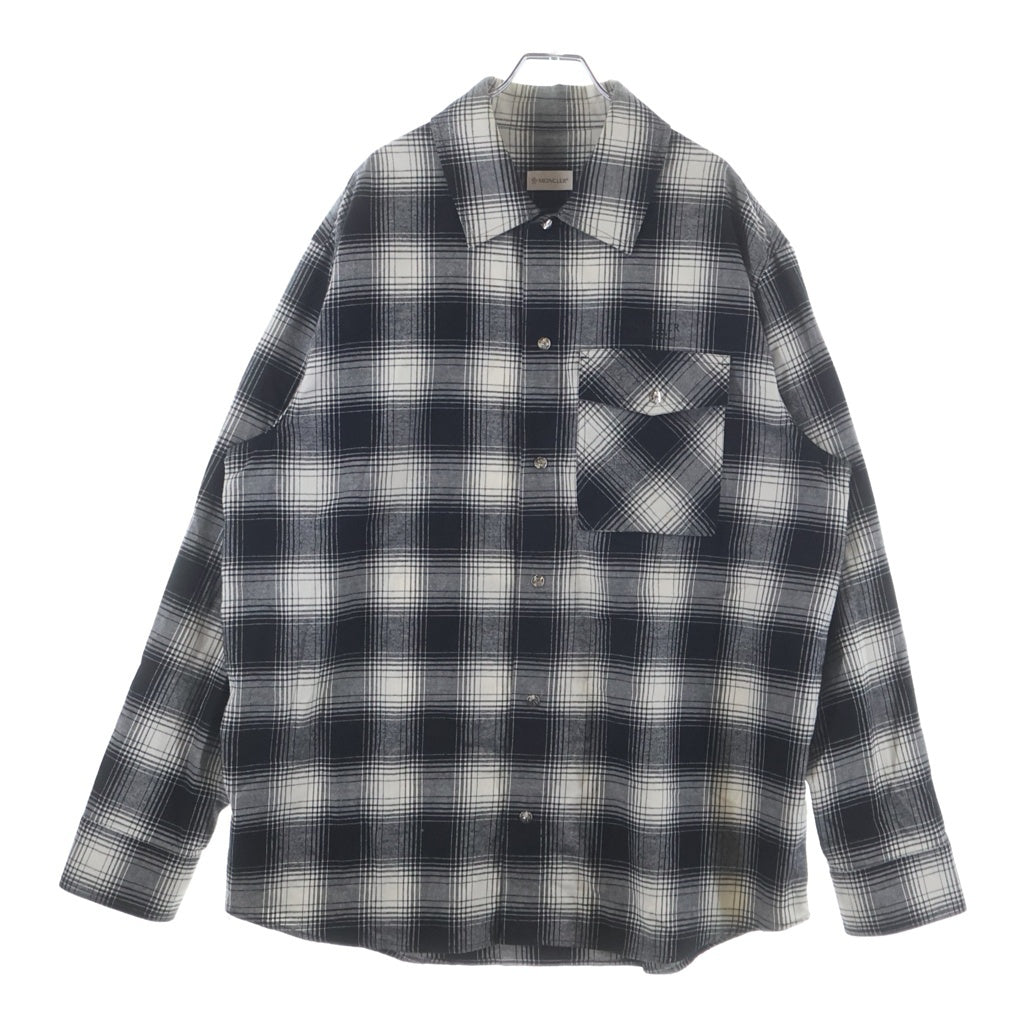 MONCLER(モンクレール) CAMICIA カミシア チェック 長袖シャツ フランネル ホワイト/ブラック コットン