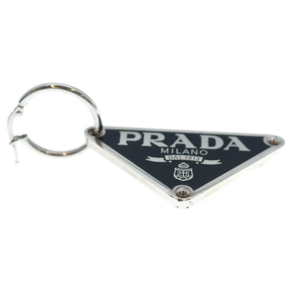 PRADA(プラダ) トライアングル ロゴプレート SV925 ピアス シルバー/ブラック レディース
