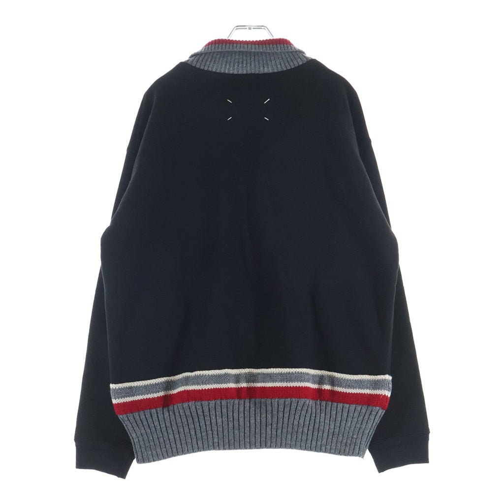 MM6 Maison Margiela(エムエムシックスメゾンマルジェラ) 10 20AW ハーフジップ ニット切り替えスウェット プルオーバー ブラック S30HB0240 レディース
