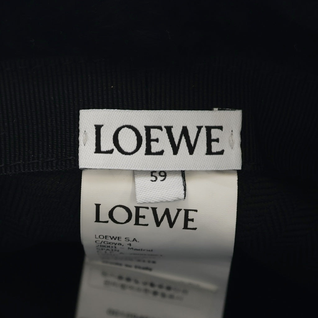 LOEWE(ロエベ) Shearling panama シャーリング パナマ バケットハット 帽子 ロゴ ブラック 0010948222