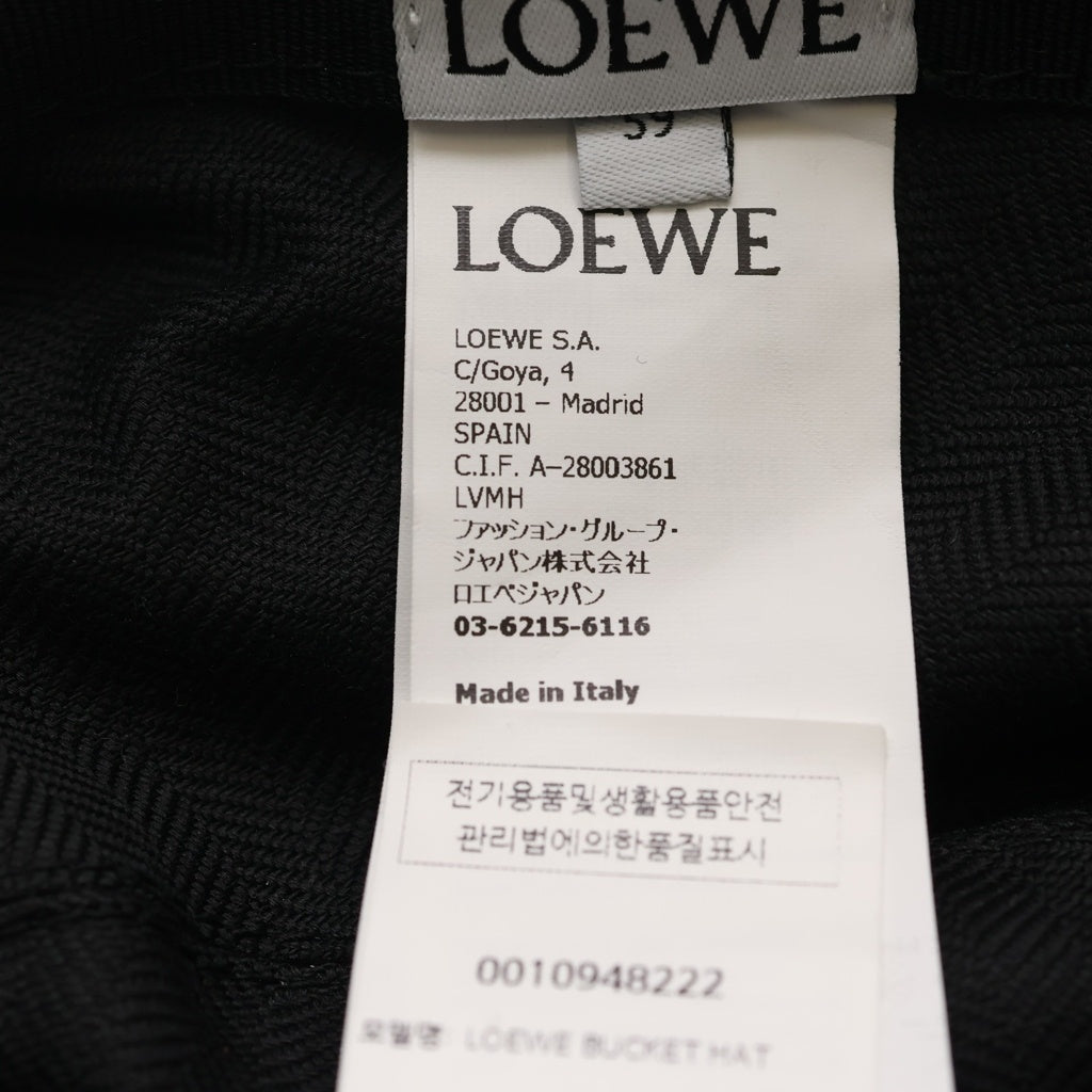LOEWE(ロエベ) Shearling panama シャーリング パナマ バケットハット 帽子 ロゴ ブラック 0010948222