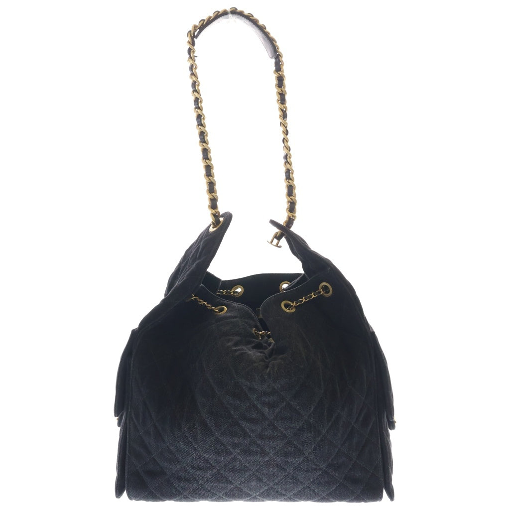 CHANEL(シャネル) シャネル25 スモールバッグ 黒 デニム GD金具 プレート AS5293 レディース