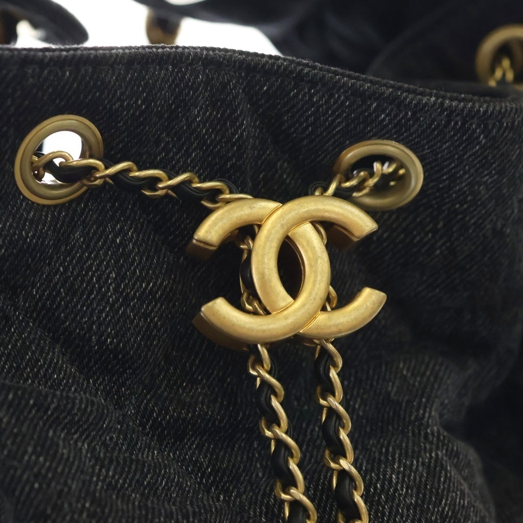 CHANEL(シャネル) シャネル25 スモールバッグ 黒 デニム GD金具 プレート AS5293 レディース