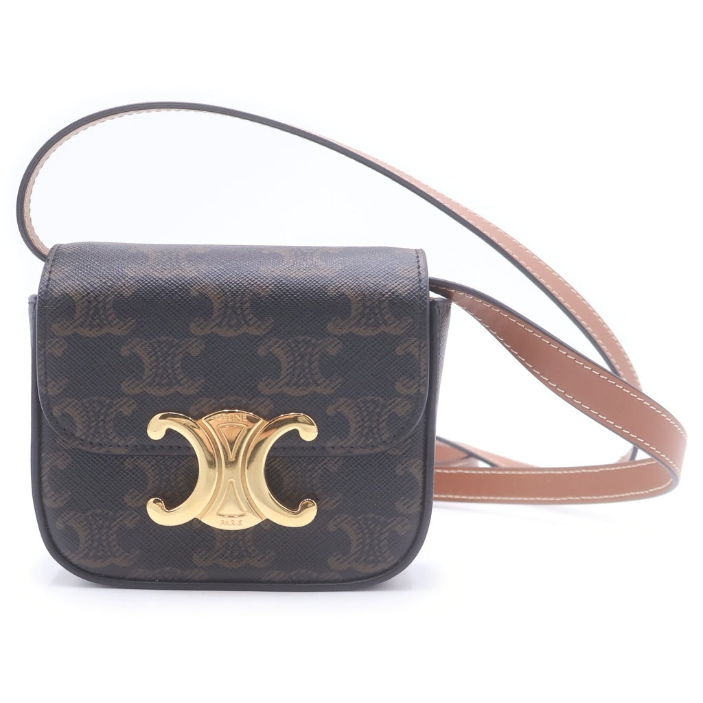 CELINE(セリーヌ) ミニクロード トリオンフ ショルダーバッグ ブラウン PVCレザー レディース