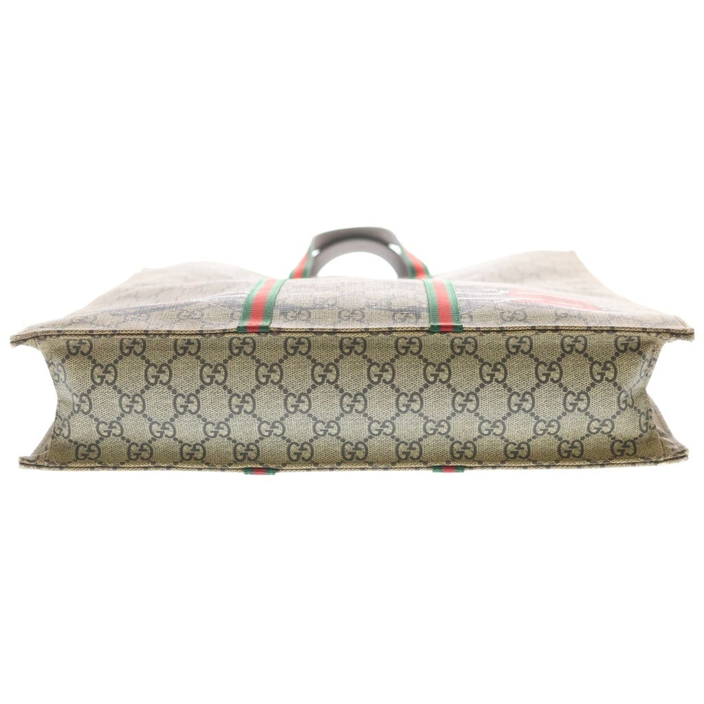 GUCCI(グッチ) GGスプリーム シェリーライン インセクトプリント PVC レザー トートバッグ 493610 ベージュ/ダークブラウン レディース
