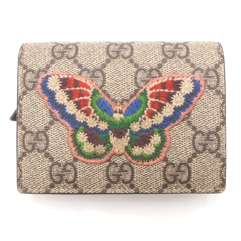 GUCCI(グッチ) GGスプリーム 蝶モチーフ バタフライ刺繍 PVC レザー 二