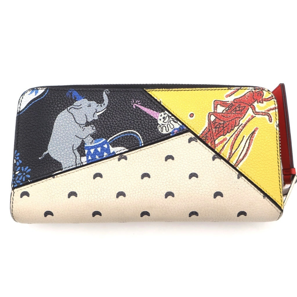 LOEWE(ロエベ) パズルジップアラウンド パウラズイビザコラボ レザー ラウンドファスナー 長財布 ブラック/イエロー/ピンク/ベージュ レディース