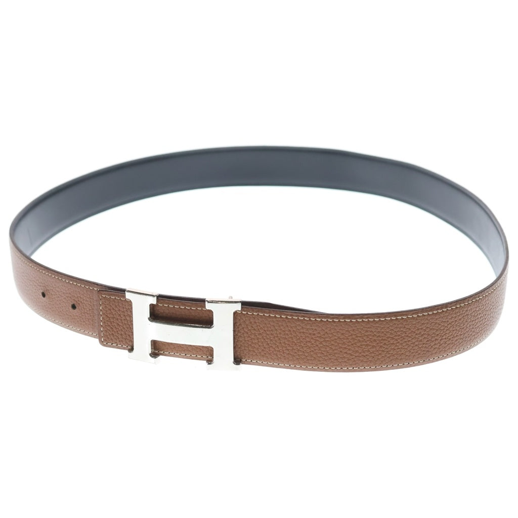 HERMES(エルメス) コンスタンス リバーシブルレザーベルト ブラック×ブラウン シルバー金具