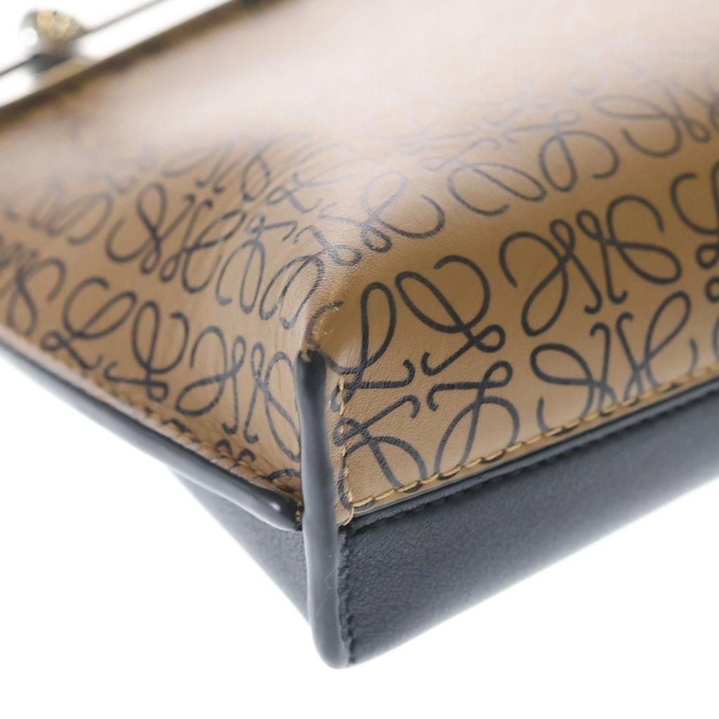 LOEWE(ロエベ) アナグラム ミッシースモール レザー 2WAY ハンド ショルダーバッグ シルバー金具 ブラック/ブラウン レディース