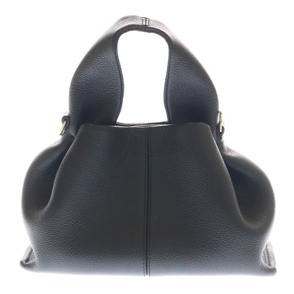 Polene(ポレーヌ) ヌメロ ナーフ ミニハンドバッグ ブラック レザー ゴールド金具 レディース
