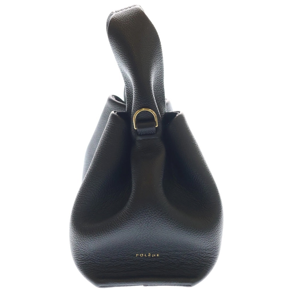 Polene(ポレーヌ) ヌメロ ナーフ ミニハンドバッグ ブラック レザー ゴールド金具 レディース