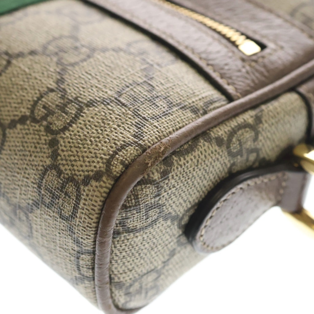 GUCCI(グッチ) GGスプリーム オフィディア ミニバッグ ショルダーバッグ ブラウン×ベージュ レザー×PVC 517350 ゴールド金具 レディース