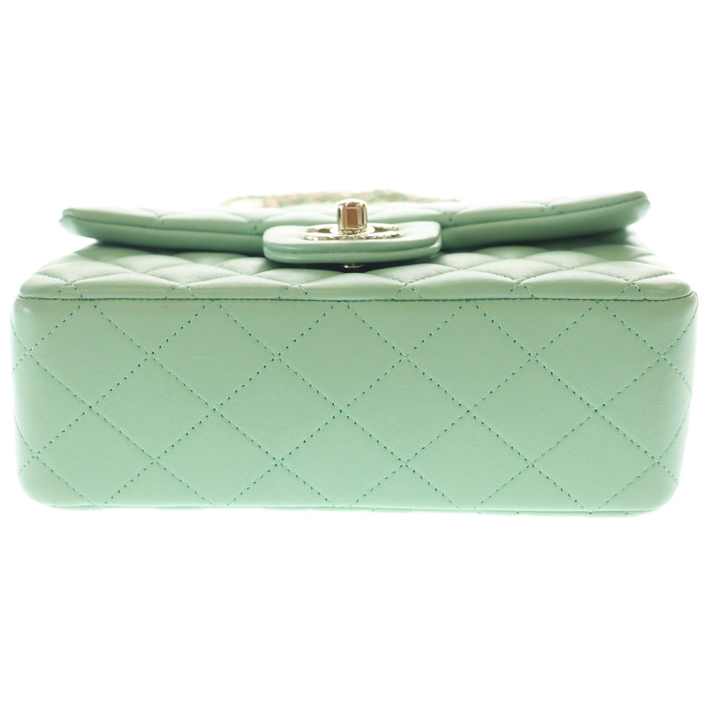 CHANEL(シャネル) トップハンドル ミニフラップバッグ チェーンショルダーバッグ ライトグリーン ラムスキン AS2431 ゴールド金具 レディース