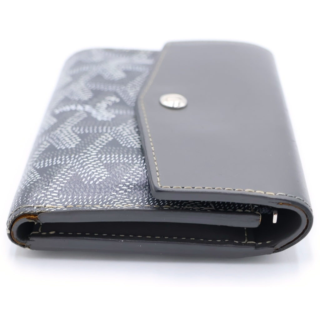 GOYARD(ゴヤール) サン ガブリエル PVC コーティングキャンバス レザー コンパクトウォレット 三つ折り財布 グレー レディース
