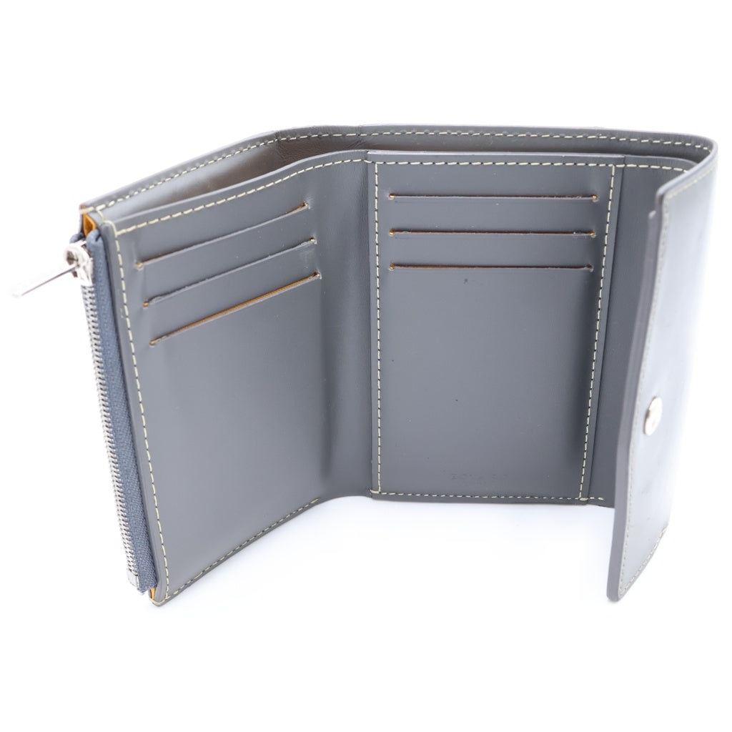 GOYARD(ゴヤール) サン ガブリエル PVC コーティングキャンバス レザー コンパクトウォレット 三つ折り財布 グレー レディース