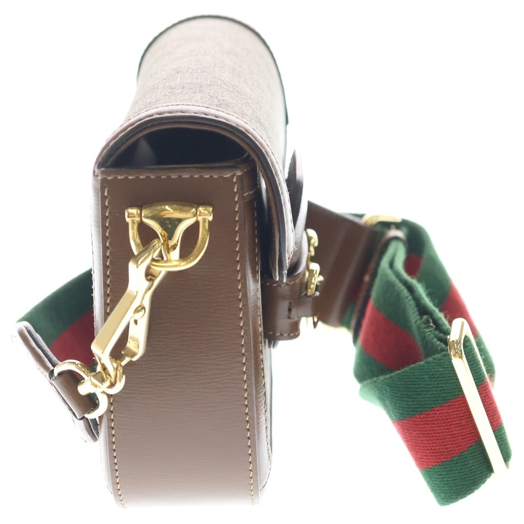 GUCCI(グッチ) ホースビット ショルダーバッグ ミニバッグ ベージュ×ブラウン PVC×レザー 658574 ゴールド金具 レディース
