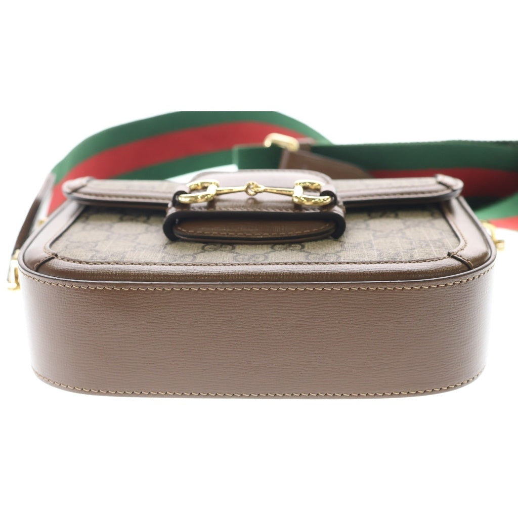 GUCCI(グッチ) ホースビット ショルダーバッグ ミニバッグ ベージュ×ブラウン PVC×レザー 658574 ゴールド金具 レディース