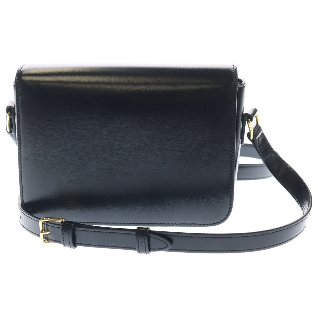 CELINE(セリーヌ) ティーン トリオンフ ショルダーバッグ ブラック シャイニーカーフスキン 188423BF4.38NO ゴールド金具 レディース
