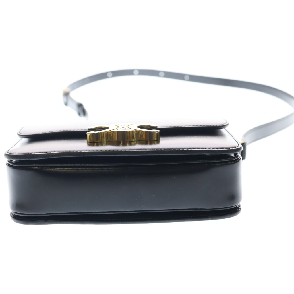 CELINE(セリーヌ) ティーン トリオンフ ショルダーバッグ ブラック シャイニーカーフスキン 188423BF4.38NO ゴールド金具 レディース