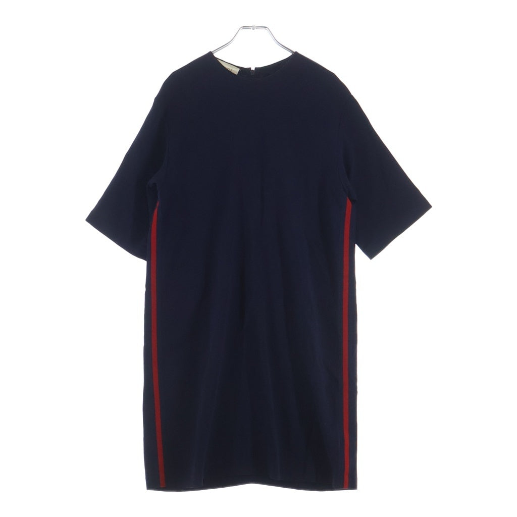 GUCCI(グッチ) バックジップ サイドライン半袖ワンピース ネイビー レーヨン #43 528977 レディース