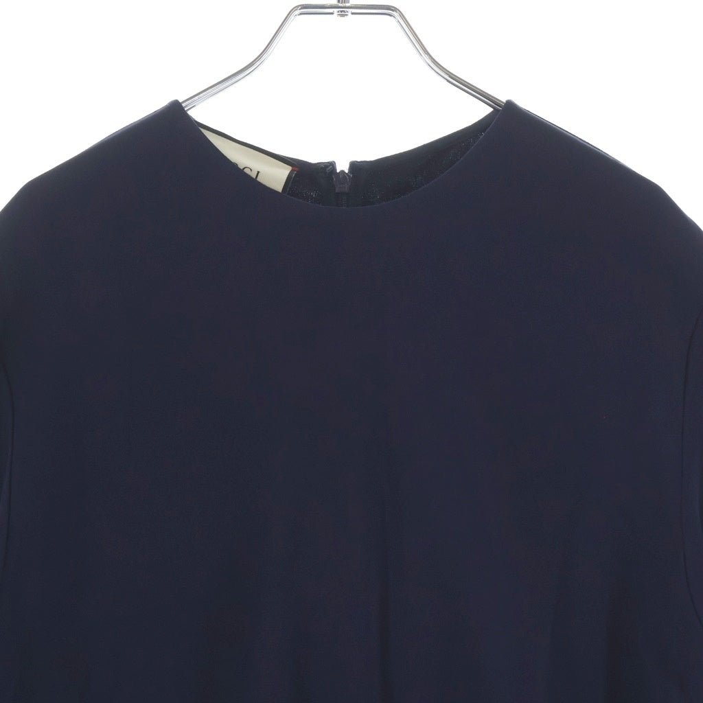 GUCCI(グッチ) バックジップ サイドライン半袖ワンピース ネイビー レーヨン #43 528977 レディース