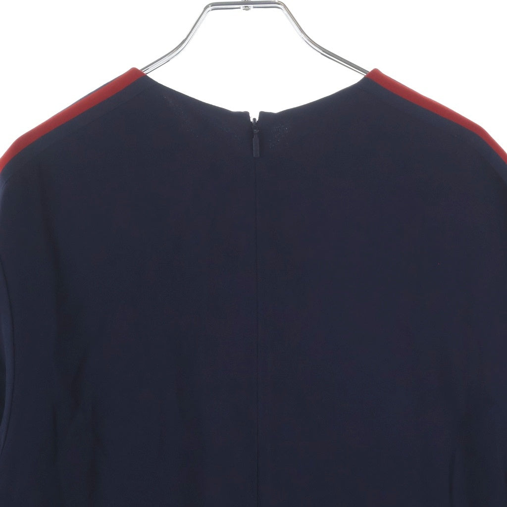GUCCI(グッチ) バックジップ サイドライン半袖ワンピース ネイビー レーヨン #43 528977 レディース