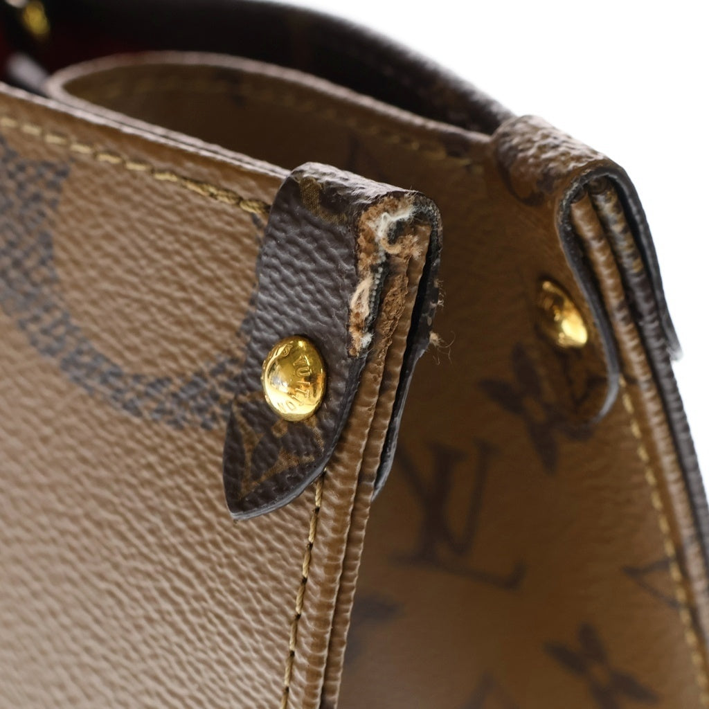 LOUIS VUITTON(ルイヴィトン) モノグラムジャイアント リバース オンザゴーMM ハンド ショルダーバッグ PVC レザー ブラウン M45321 RFID レディース