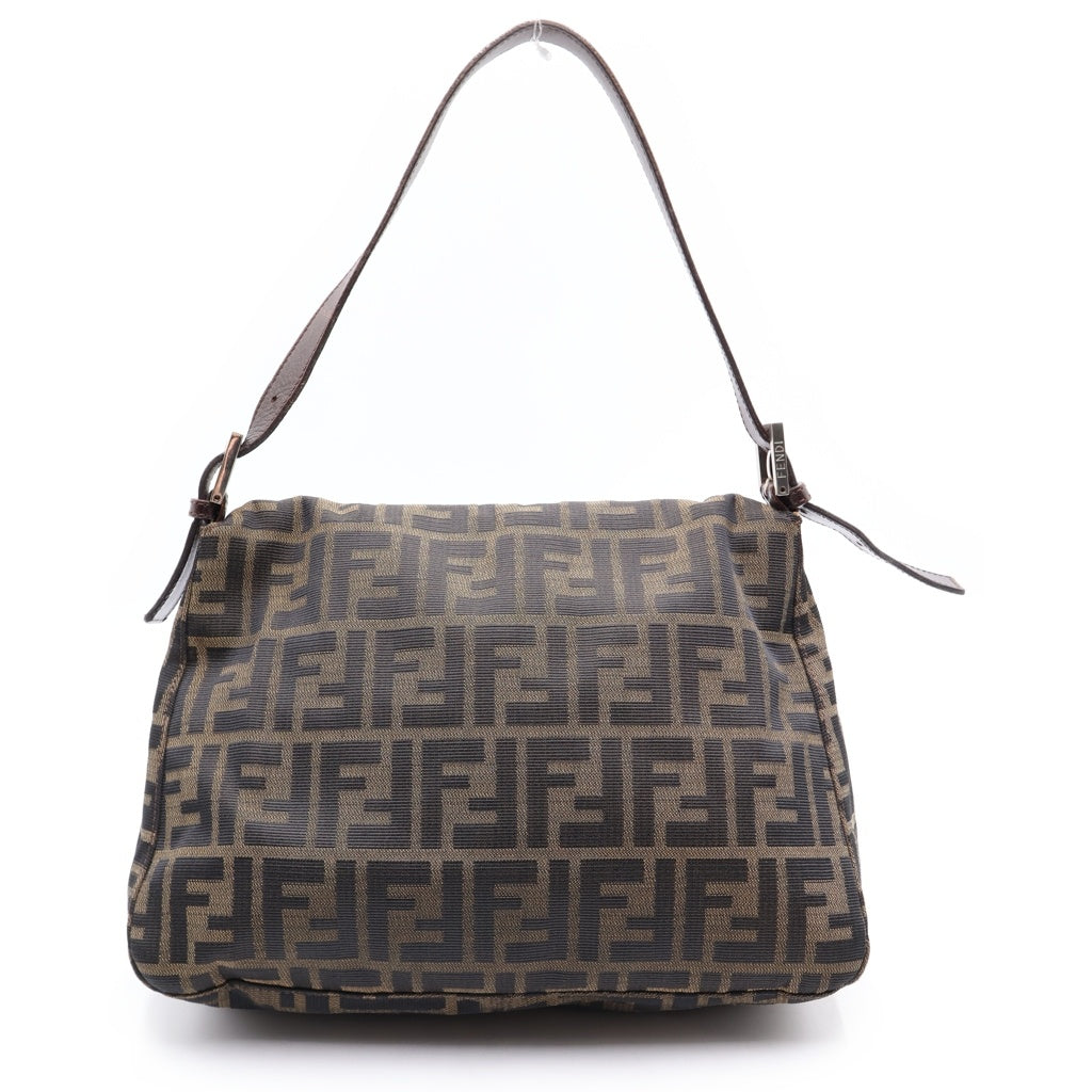 FENDI(フェンディ) ズッカ マンマバケット キャンバス レザー ワンショルダーバッグ ブラウン レディース