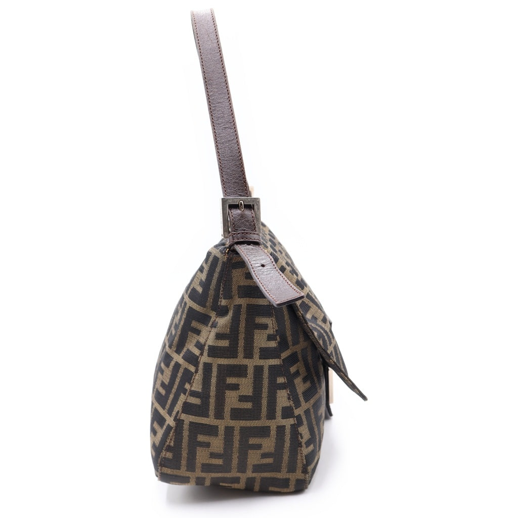 FENDI(フェンディ) ズッカ マンマバケット キャンバス レザー ワンショルダーバッグ ブラウン レディース