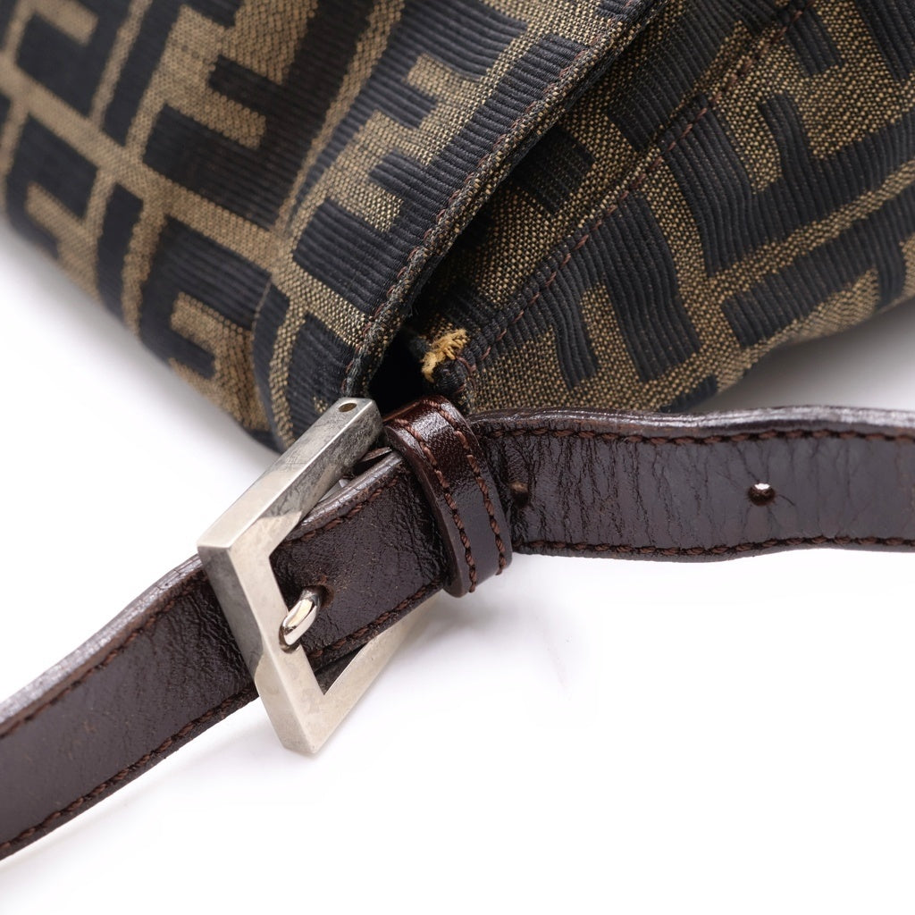 FENDI(フェンディ) ズッカ マンマバケット キャンバス レザー ワンショルダーバッグ ブラウン レディース