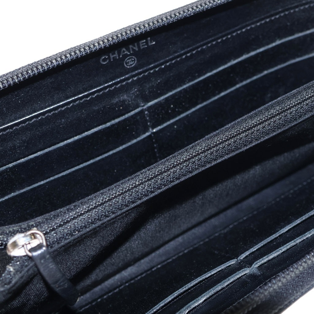 CHANEL(シャネル) ココマーク ラウンドファスナー長財布 ブラック レザー レディース