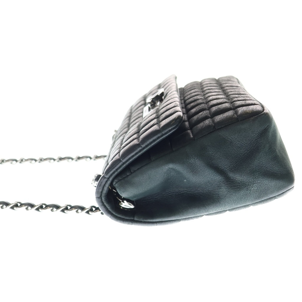 CHANEL(シャネル) チョコバー チェーンショルダーバッグ SフラップWチェーン ブラック ラムスキン シルバー金具 レディース