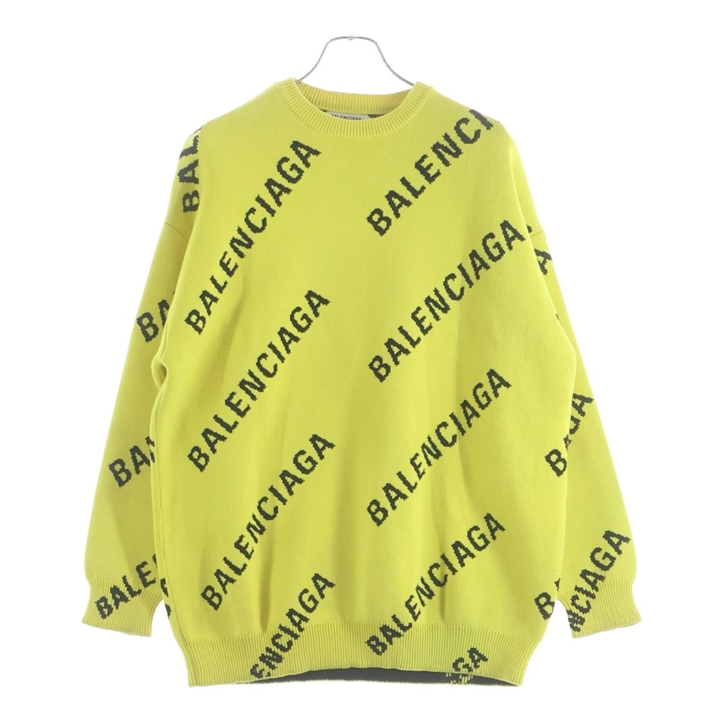 BALENCIAGA(バレンシアガ) 20AW ALLOVER LOGO CREWNECK KNIT クルーネック ニット セーター ロゴ イエロー 623283