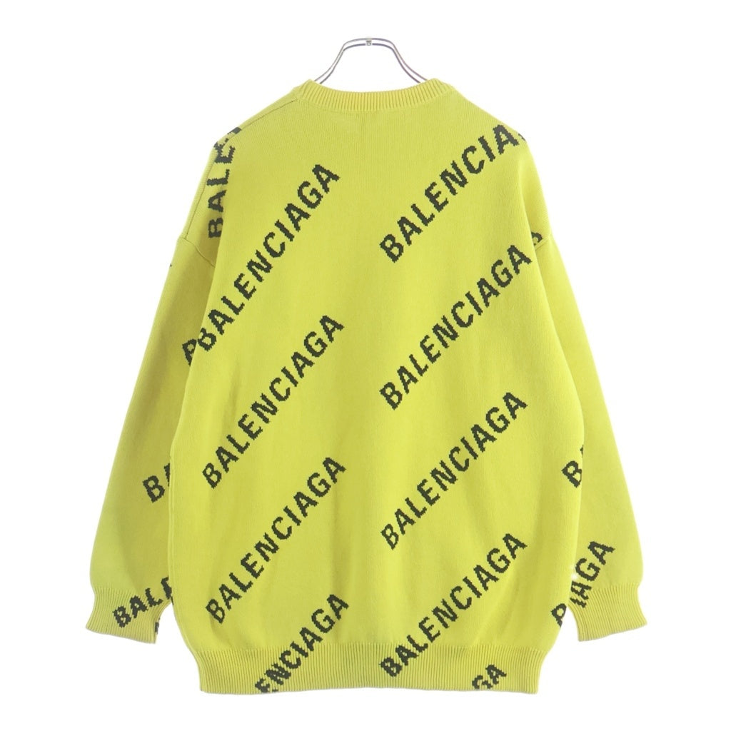 BALENCIAGA(バレンシアガ) 20AW ALLOVER LOGO CREWNECK KNIT クルーネック ニット セーター ロゴ イエロー 623283